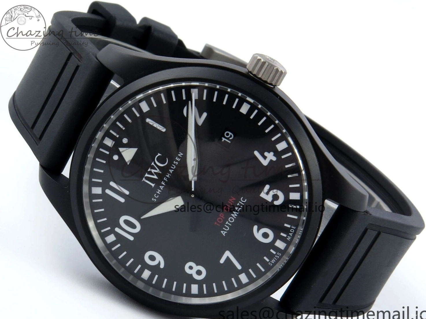 MIROTIME 0219 Pilot Top Gun IW326901 M+F 1:1 Best Edition Black Dial on Black Rubber Strap A SportInspired 6999